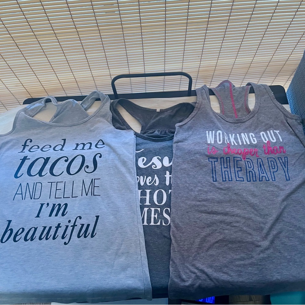Athletic Works Gray Tank Tops - Set of 3